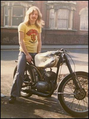 A motorcycle hooligan at rest.